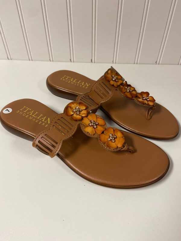 Sandals Flip Flops By Italian Shoemakers In Brown, Size: 7 Online