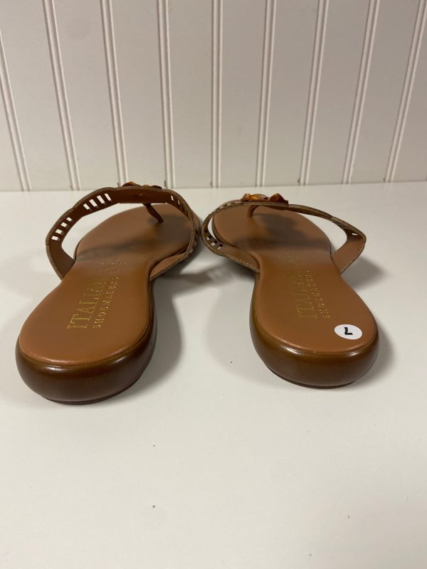 Sandals Flip Flops By Italian Shoemakers In Brown, Size: 7 Online