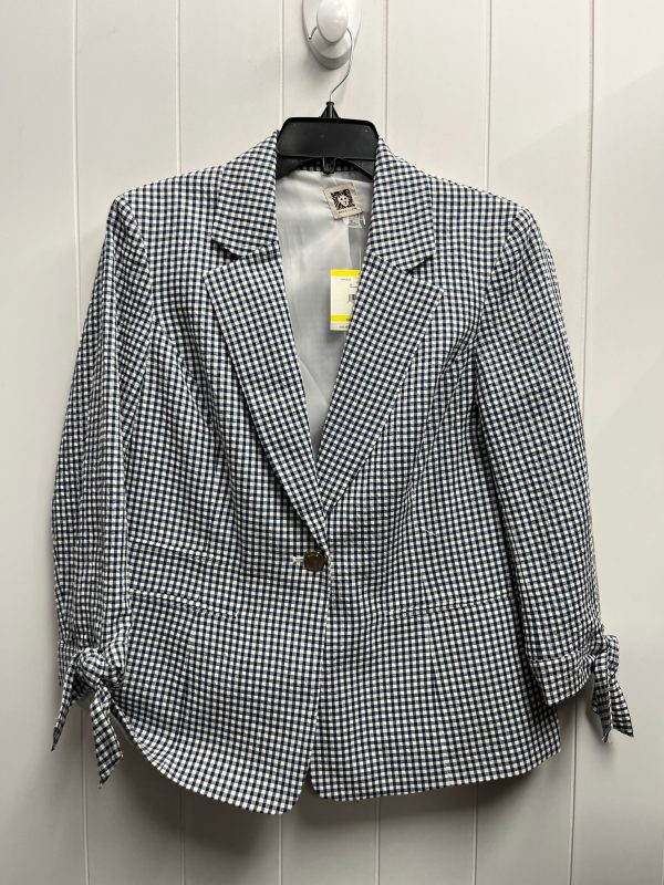 Blazer By Anne Klein In Blue & White, Size: M For Discount