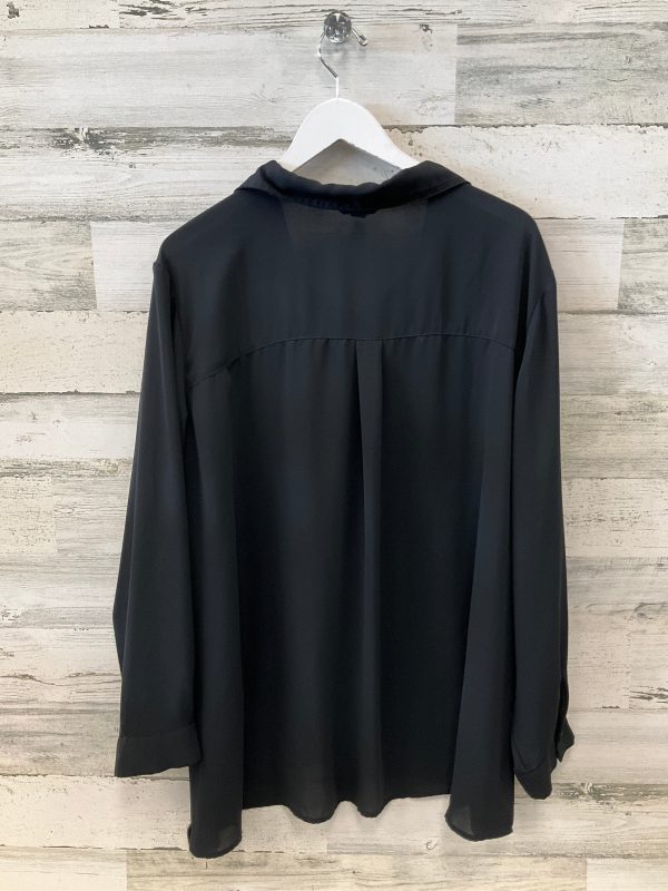 Blouse Long Sleeve By George In Black, Size: 4x Online Hot Sale