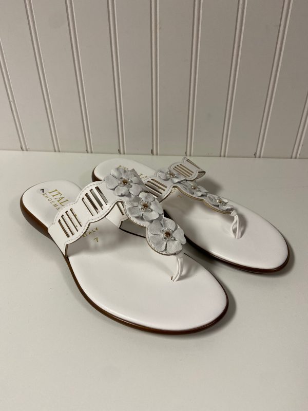 Sandals Flip Flops By Italian Shoemakers In White, Size: 7 on Sale