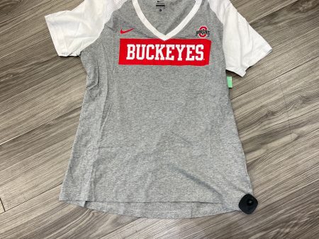 Athletic Top Short Sleeve By Nike In Grey & White, Size: Xl Sale