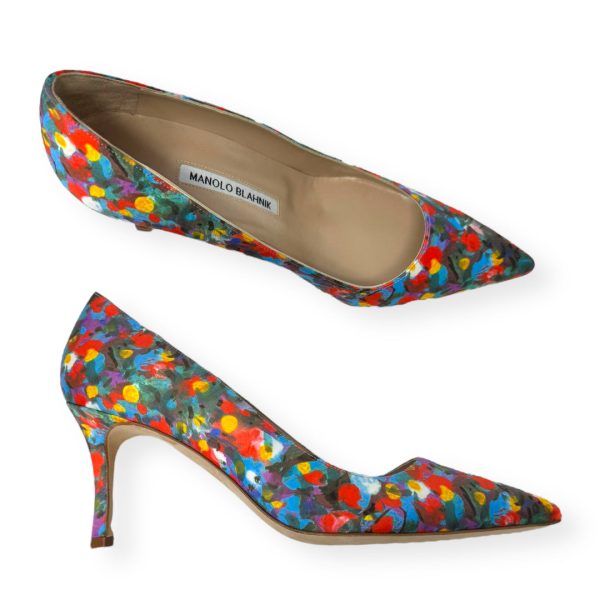 BB Floral Satin 70 mm Pumps Luxury Designer By Manolo Blahnik  Size: 9.5 (IT 39.5) Online