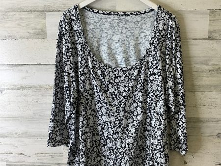 Top 3 4 Sleeve By Lane Bryant In Blue & White, Size: 3x Fashion