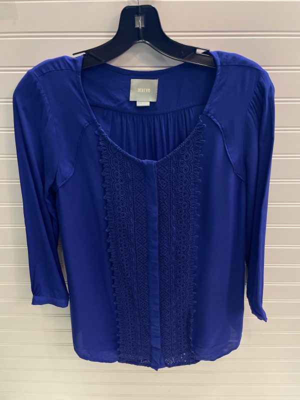 Top 3 4 Sleeve By Maeve In Blue, Size: 2 Online Sale