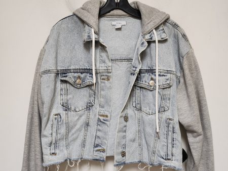 Jacket Denim By Forever 21 In Blue & Grey, Size: L on Sale