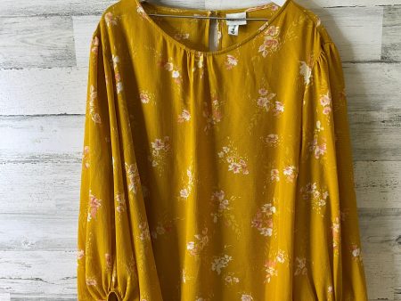 Blouse 3 4 Sleeve By Ava & Viv In Yellow, Size: 4x Discount