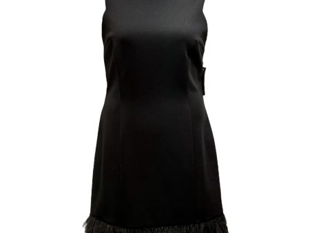 Feather Hem Cocktail Dress By Donna Ricco In Black, Size: 16 Fashion