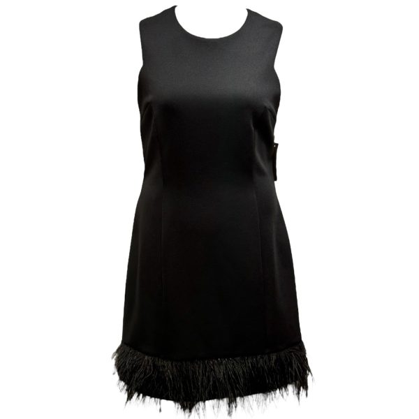 Feather Hem Cocktail Dress By Donna Ricco In Black, Size: 16 Fashion