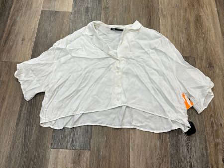 Blouse Short Sleeve By Zara In White, Size: S Cheap