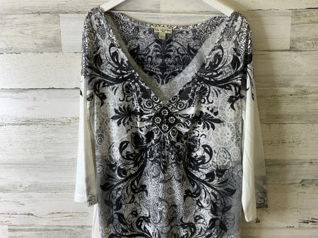 Top 3 4 Sleeve By Live And Let Live In Grey & White, Size: 3x Online Hot Sale