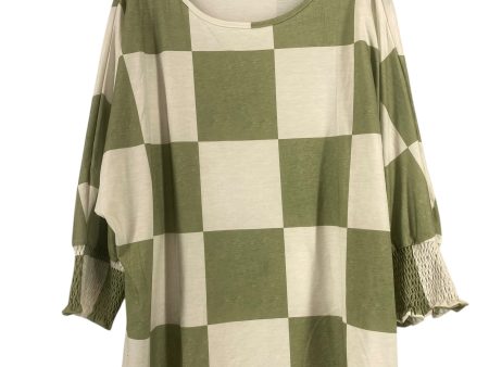 Top 3 4 Sleeve By Clothes Mentor In Green & White, Size: Xl Online