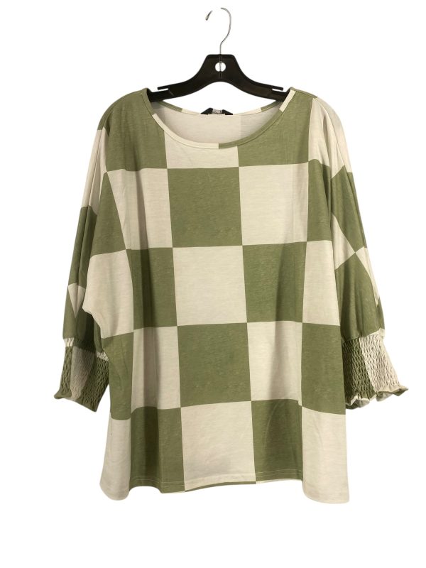 Top 3 4 Sleeve By Clothes Mentor In Green & White, Size: Xl Online