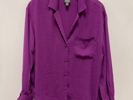 Blouse Long Sleeve By Worthington In Purple, Size: M For Discount