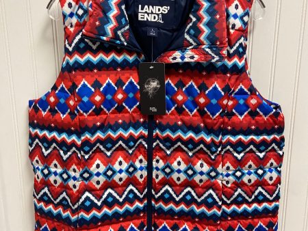 Vest Puffer & Quilted By Lands End In Blue & Red & White, Size: L For Cheap