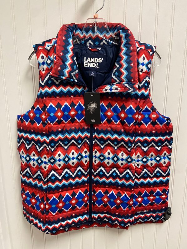 Vest Puffer & Quilted By Lands End In Blue & Red & White, Size: L For Cheap