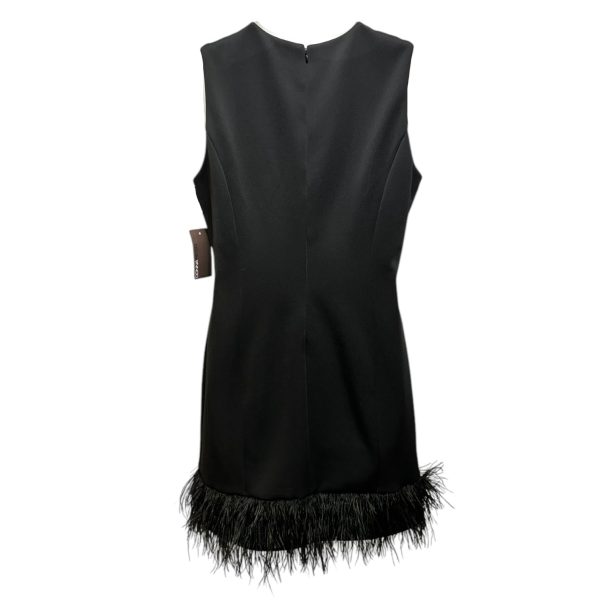 Feather Hem Cocktail Dress By Donna Ricco In Black, Size: 16 Fashion