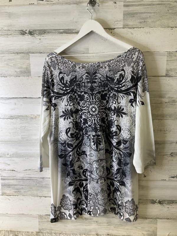 Top 3 4 Sleeve By Live And Let Live In Grey & White, Size: 3x Online Hot Sale