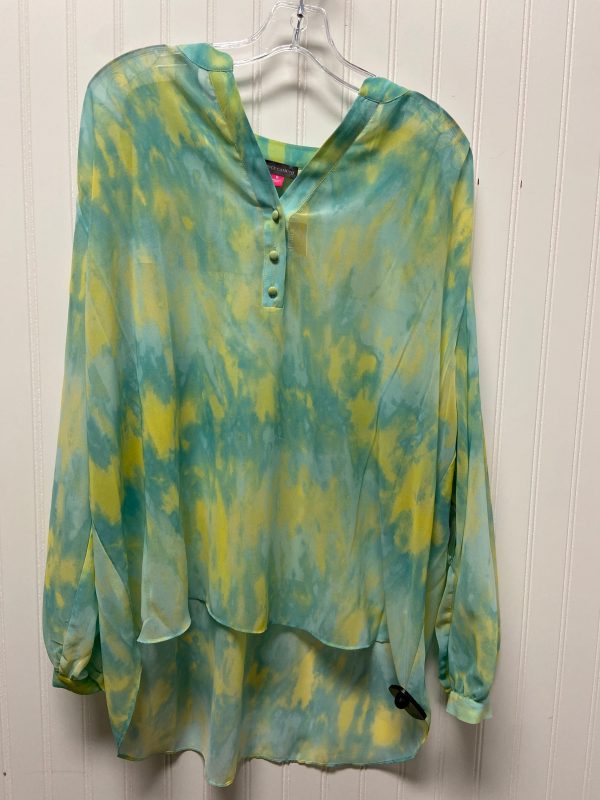 Top Long Sleeve By Vince Camuto In Blue & Green, Size: 1x For Discount