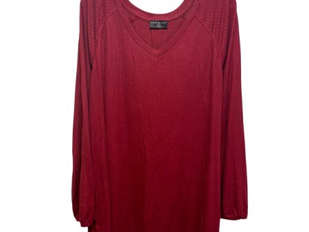 V- Neck Swing Top Long Sleeve By Lane Bryant In Red, Size: 18 For Sale