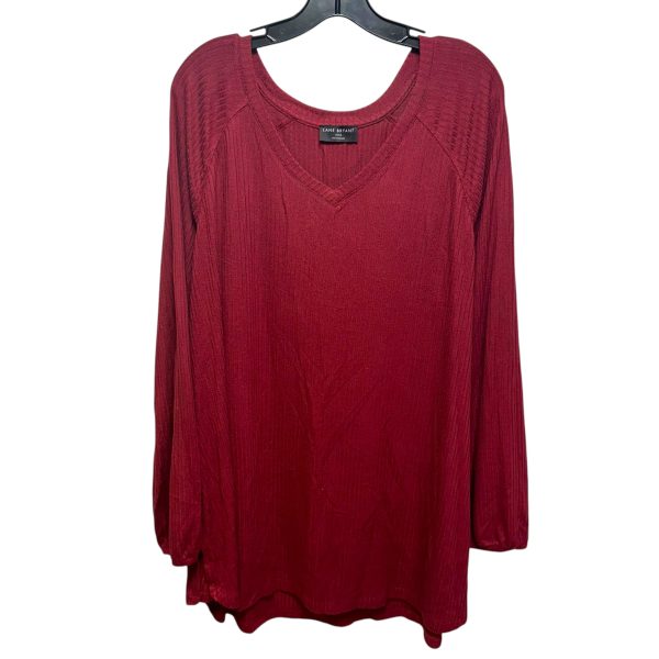 V- Neck Swing Top Long Sleeve By Lane Bryant In Red, Size: 18 For Sale