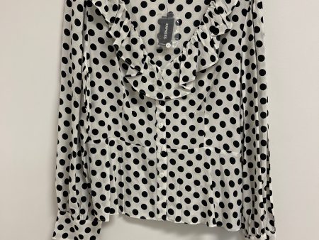 Blouse Long Sleeve By Express In Polkadot Pattern, Size: L Cheap