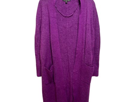 Wool Blend Sweater Cardigan By Banana Republic In Purple, Size: M Fashion