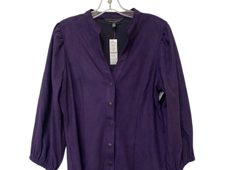 Top Long Sleeve By White House Black Market In Purple, Size: 14 For Cheap