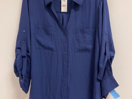 Blouse Long Sleeve By Express In Blue, Size: L Sale