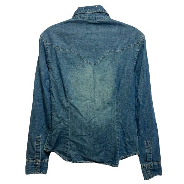 Rhinestone Collar Snap Front Denim Western Shirt By Cowgirl Hardware In Blue Denim, Size: S Supply