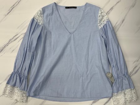 Top Long Sleeve By Zara Basic In Blue, Size: M Discount