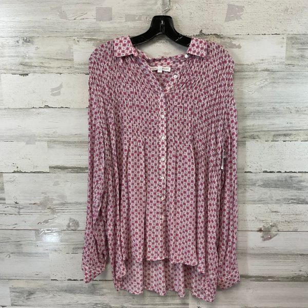 Blouse Long Sleeve By Jane And Delancey In Pink, Size: L on Sale