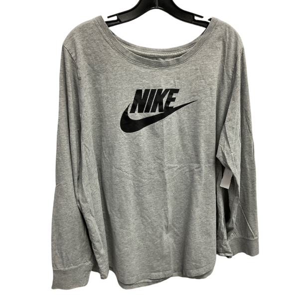 Athletic Top Long Sleeve Crewneck By Nike In Grey, Size: 3x Online Sale