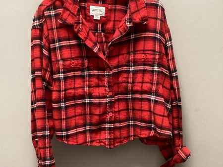 Blouse Long Sleeve By American Eagle In Red, Size: L Fashion