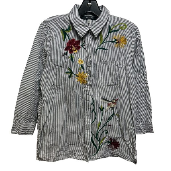 Cotton Embroidered Button Down Shirt Long Sleeve By August Silk In Floral Print, Size: S Cheap