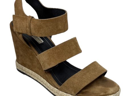 Suede Espadrille Wedge Sandals Luxury Designer By Balenciaga In Hazelnut Noisette, Size: 10 For Sale