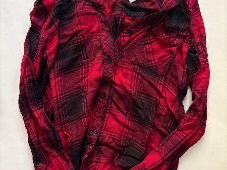 Top Long Sleeve By Workshop In Plaid Pattern, Size: M For Cheap